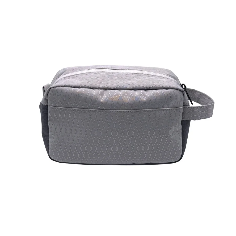 Herschel Chapter Travel Kit Toiletry Bag White Gray Diamond Pattern Pink Zipper